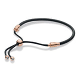 925 Silver Rose Pink Leather Slider Bracelet