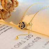 925 Silver Rose Necklace Clavicle Chain Sweet Pendant Jewelry for Women