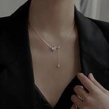 925 Silver Rose Necklace Clavicle Chain Sweet Pendant Jewelry for Women