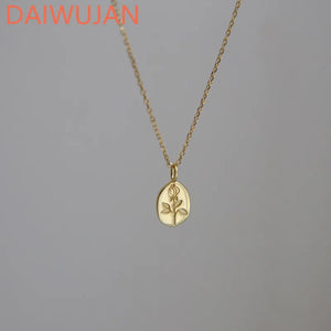 925 Silver Rose Necklace French Clavicle Chain Female Jewelry