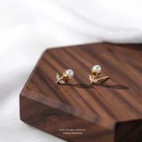 925 Silver Rose Pearl Flower Stud Earrings for Women