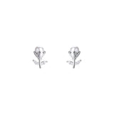 925 Silver Rose Pearl Flower Stud Earrings for Women
