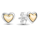 925 Silver Rose Petals Domed Heart Circles Earring