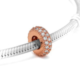 925 Silver Rose Round Charm for Snake Chain Bracelet