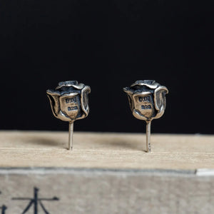 925 Silver Rose of Death Stud Earrings Vintage Party Wedding Jewelry