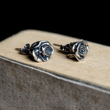 925 Silver Rose of Death Stud Earrings Vintage Party Wedding Jewelry