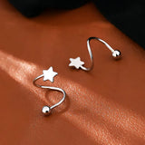 925 Silver Star Stud Earrings Screw Heart Geometric Fine Jewelry