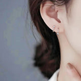 925 Silver Star Stud Earrings Screw Heart Geometric Fine Jewelry