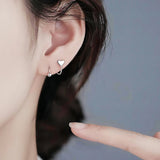925 Silver Star Stud Earrings Screw Heart Geometric Fine Jewelry