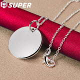925 Silver Round 925 Label Pendant Necklace 16-30 Inch Chain Women Jewelry
