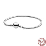 925 Silver Snake Bone Chain Rose Leaf Bracelet for Charms