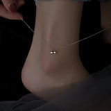 925 Silver Round Bead Anklet Summer Foot Chain Light Accessories