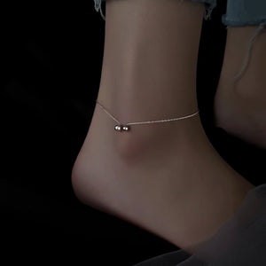 925 Silver Round Bead Anklet Summer Foot Chain Light Accessories