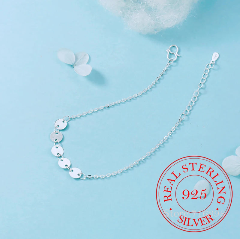 925 Silver Round Bead Charm Bracelet Women Birthday Gift