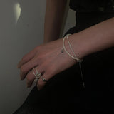 925 Sterling Silver Round Bead Double Layer Bracelet Charm Pearl Bracelet