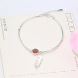 925 Silver Feather Charm Bracelet Adjustable Bangle