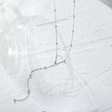 925 Silver Beaded Tassel Necklace Women's Collarbone Chain Long Jewelry
