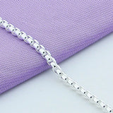 925 Silver Round Box Chain Bracelet Women Wedding Party Jewelry