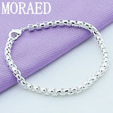 925 Silver Round Box Chain Bracelet Women Wedding Party Jewelry