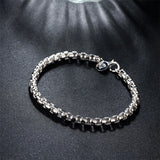 925 Sterling Silver Round Box Chain Bracelet For Women Charm Wedding