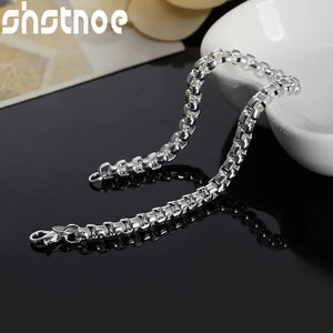 925 Sterling Silver Round Box Chain Bracelet For Women