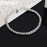 925 Sterling Silver Round Box Chain Bracelet For Women