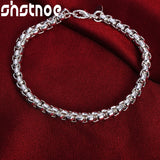 925 Sterling Silver Round Box Chain Bracelet For Women