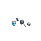 925 Silver CZ Stud Earring 4.3mm 0.98g for Women Girls Kids