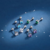 925 Silver CZ Stud Earring 4.3mm 0.98g for Women Girls Kids