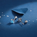 925 Silver CZ Stud Earring 4.3mm 0.98g for Women Girls Kids