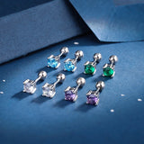 925 Silver CZ Stud Earring 4.3mm 0.98g for Women Girls Kids