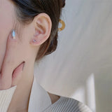 925 Silver Round CZ 5mm Stud Earring 5 Colors Zircon Gift