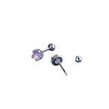 925 Silver Round CZ 5mm Stud Earring 5 Colors Zircon Gift
