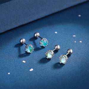 925 Silver Round CZ 5mm Stud Earring 5 Colors Zircon Gift