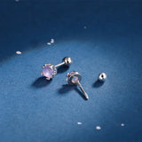 925 Silver Round CZ 5mm Stud Earring 5 Colors Zircon Gift