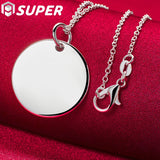 925 Silver Round Tag Pendant Necklace 18-30 Inch Chain