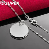 925 Silver Round Tag Pendant Necklace 18-30 Inch Chain