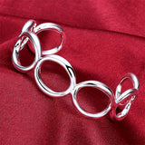 925 Sterling Silver Round Circle Bangle For Women Wedding Engagement Charm