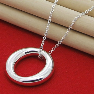925 Silver Smooth Pendant Necklace 18 Inch Snake Chain