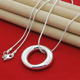 925 Silver Smooth Pendant Necklace 18 Inch Snake Chain