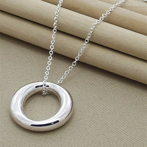 925 Silver Smooth Pendant Necklace 18 Inch Snake Chain