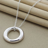 925 Silver Smooth Pendant Necklace 18 Inch Snake Chain