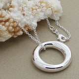 925 Silver Smooth Pendant Necklace 18 Inch Snake Chain