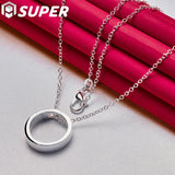 925 Silver Circle Pendant Necklace 16-30 Inch Chain