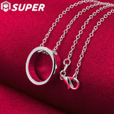 925 Silver Circle Pendant Necklace 16-30 Inch Chain