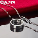 925 Silver Circle Pendant Necklace 16-30 Inch Chain