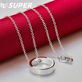 925 Silver Circle Pendant Necklace 16-30 Inch Chain