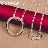 925 Silver Circle Pendant Necklace 16-30 Inch Chain