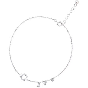 925 Silver Zircon Tassel Anklet Geometric Bracelet for Women