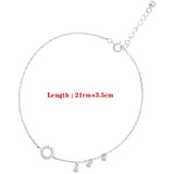 925 Silver Zircon Tassel Anklet Geometric Bracelet for Women